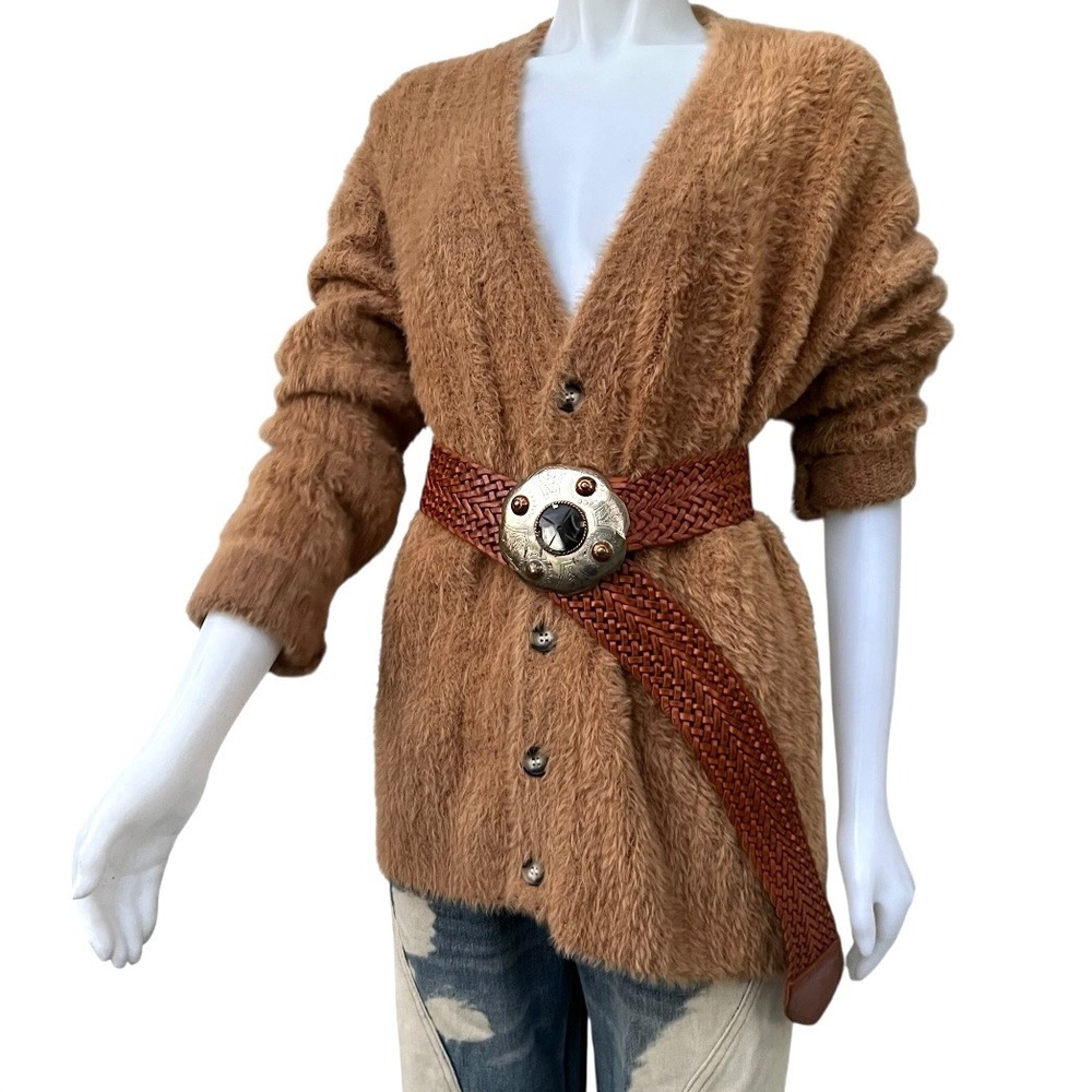 Fuzzy Cardigan Women Long Cocoon Brown‎ XL Oversized Knit Chunky Cozy Lagenlook